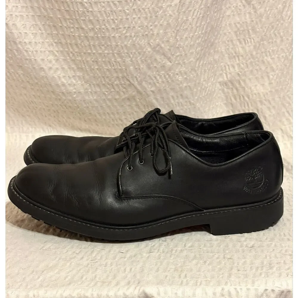 Timberland 5549R Waterproof Black Leather Oxfords Lug Sole Men’s Size 10